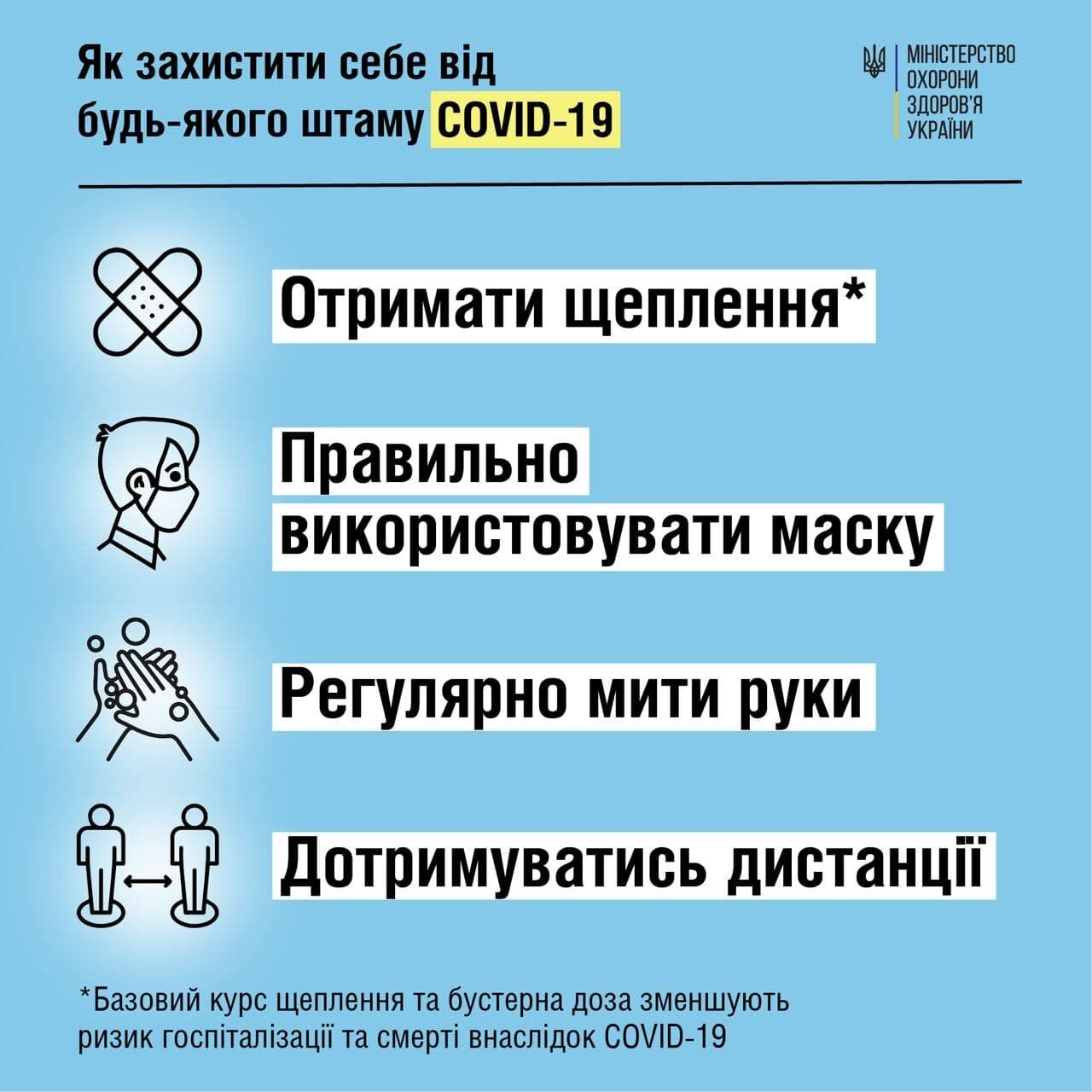 У МОЗ закликали українців вакцинуватися та дотримуватися карантинних правил