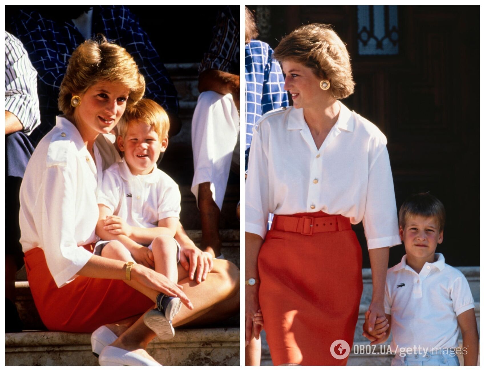 Леди Ди и ее сын принц Уильям на отдыхе во дворце Маривент (1988).
