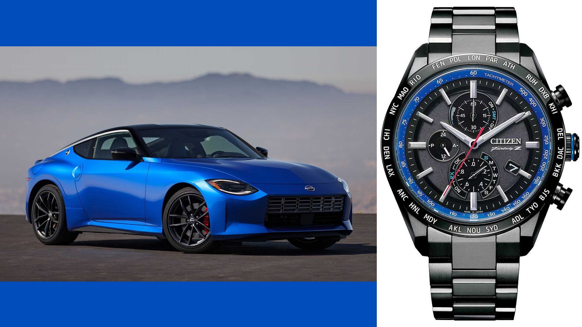 Для оформления модели AT8185-97E используется еще один фирменный цвет, в который окрашиваются спорткары Nissan Z – синий Seiran Blue