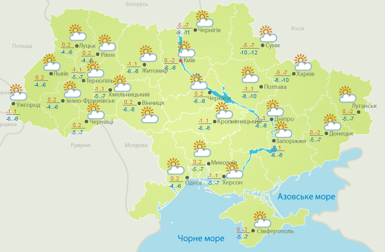 Погода в Украине 19 января