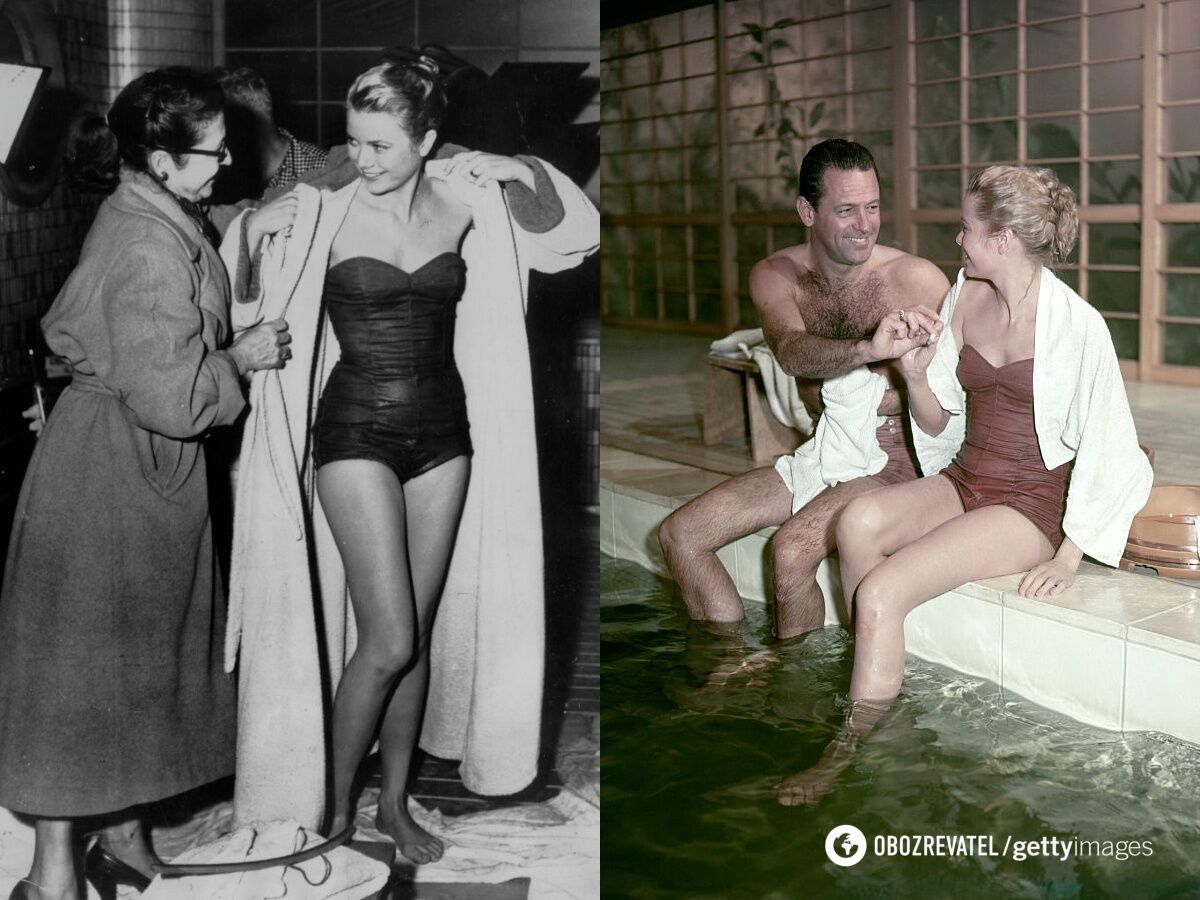 Грейс Келли отдыхает у бассейна (1954).