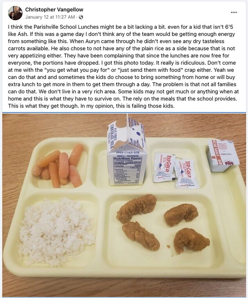 Пост с фото школьного обеда стал вирусным