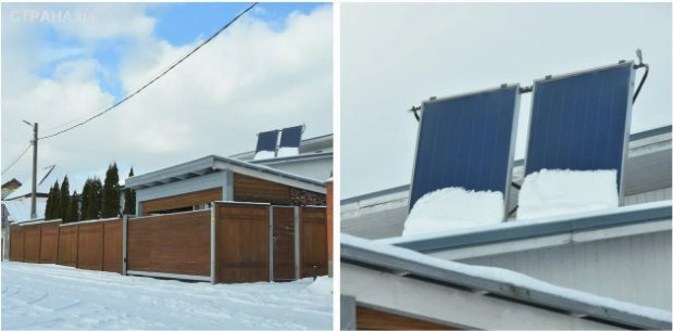 На крыше дома Могилевской установлены две солнечные батареи.