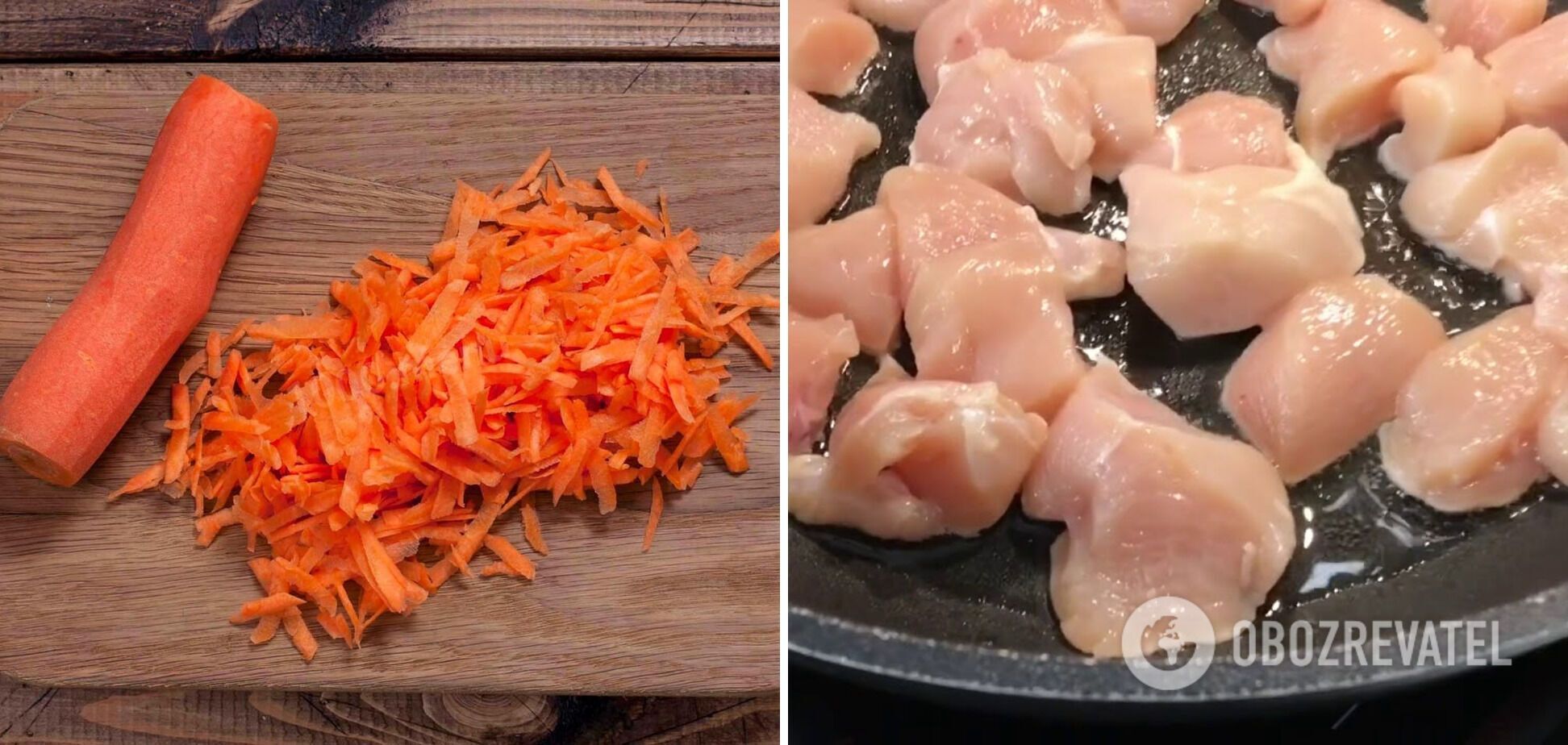 Мясо и морковь для прожарки