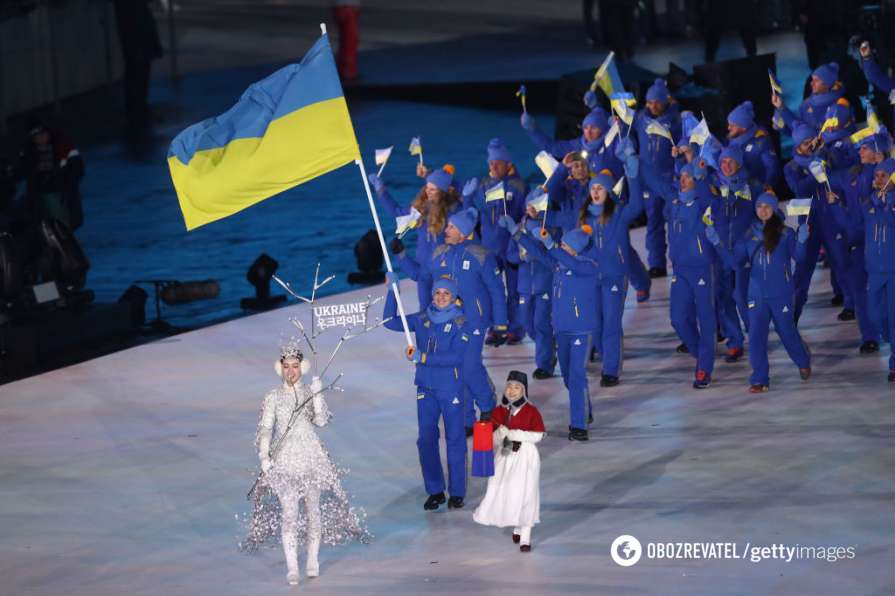 Сборная Украины на олимпийском параде.