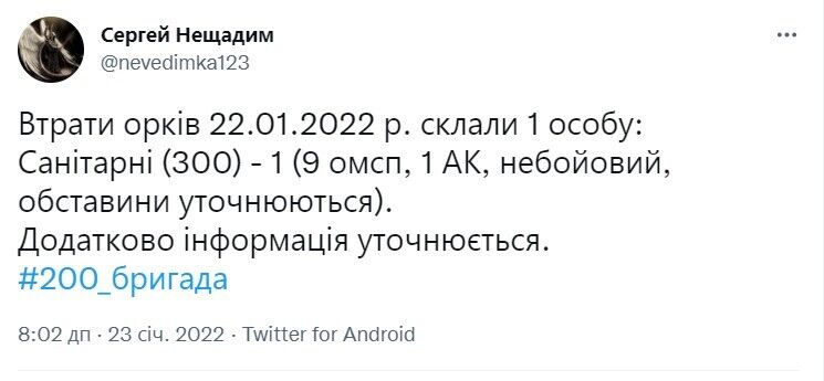 Дані про втрати в лавах окупантів