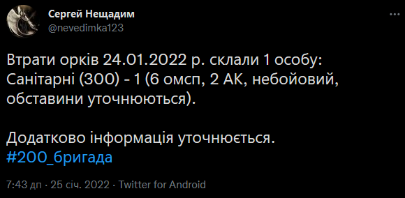 Скриншот посту Сергія Нещадима в Twitter