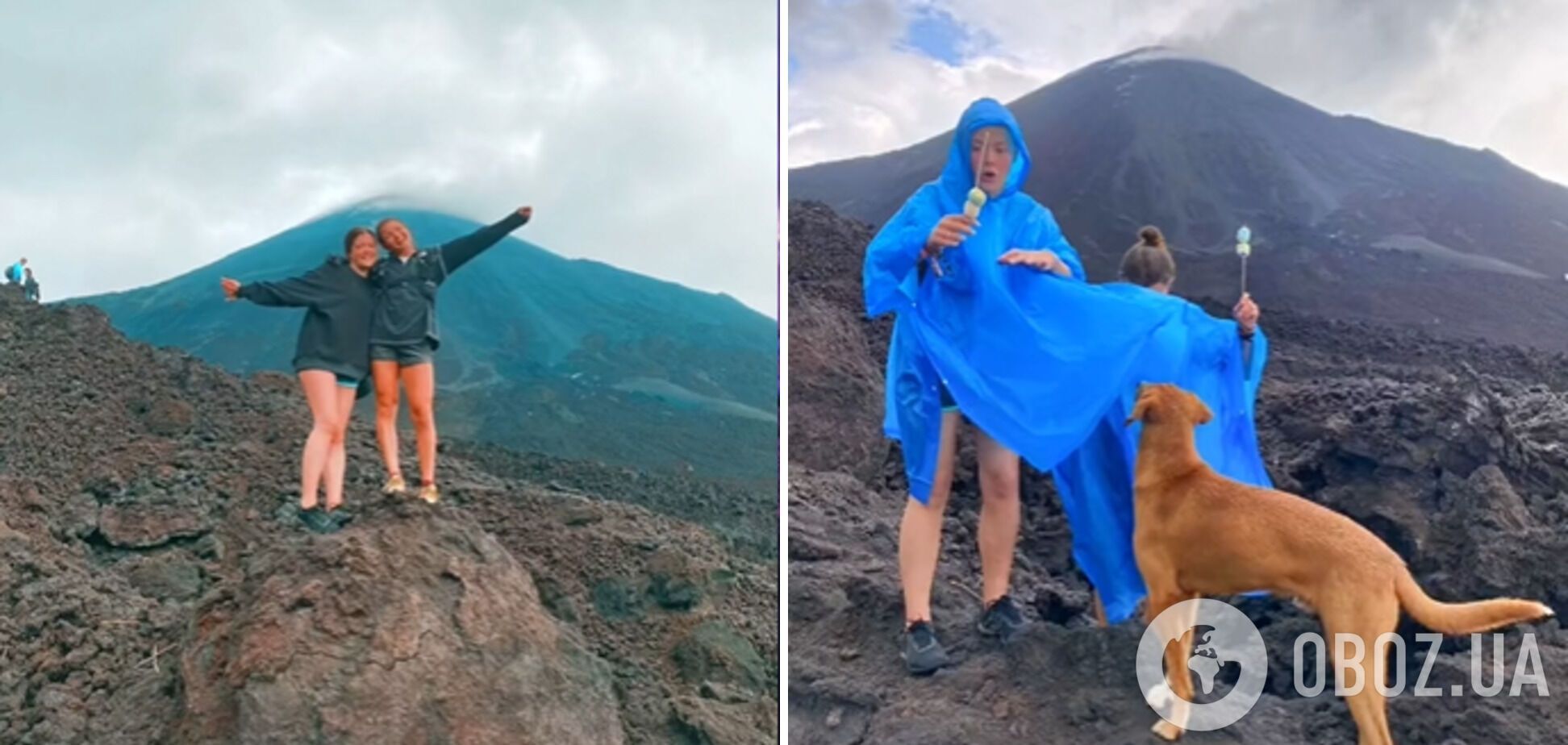 Луиза с подругой совершили триумфальный кадр на вершине вулкана
