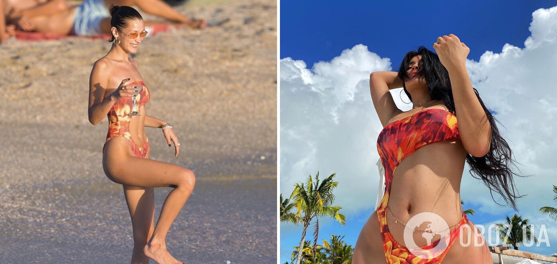 Белла Хадид и Кайли Дженнер носят одинаковые купальники.