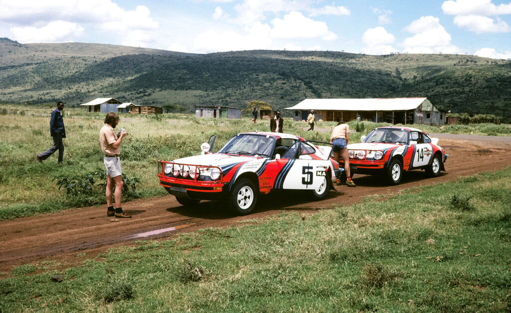 Два Porsche 911 на East African Safari Rally в 1978 году