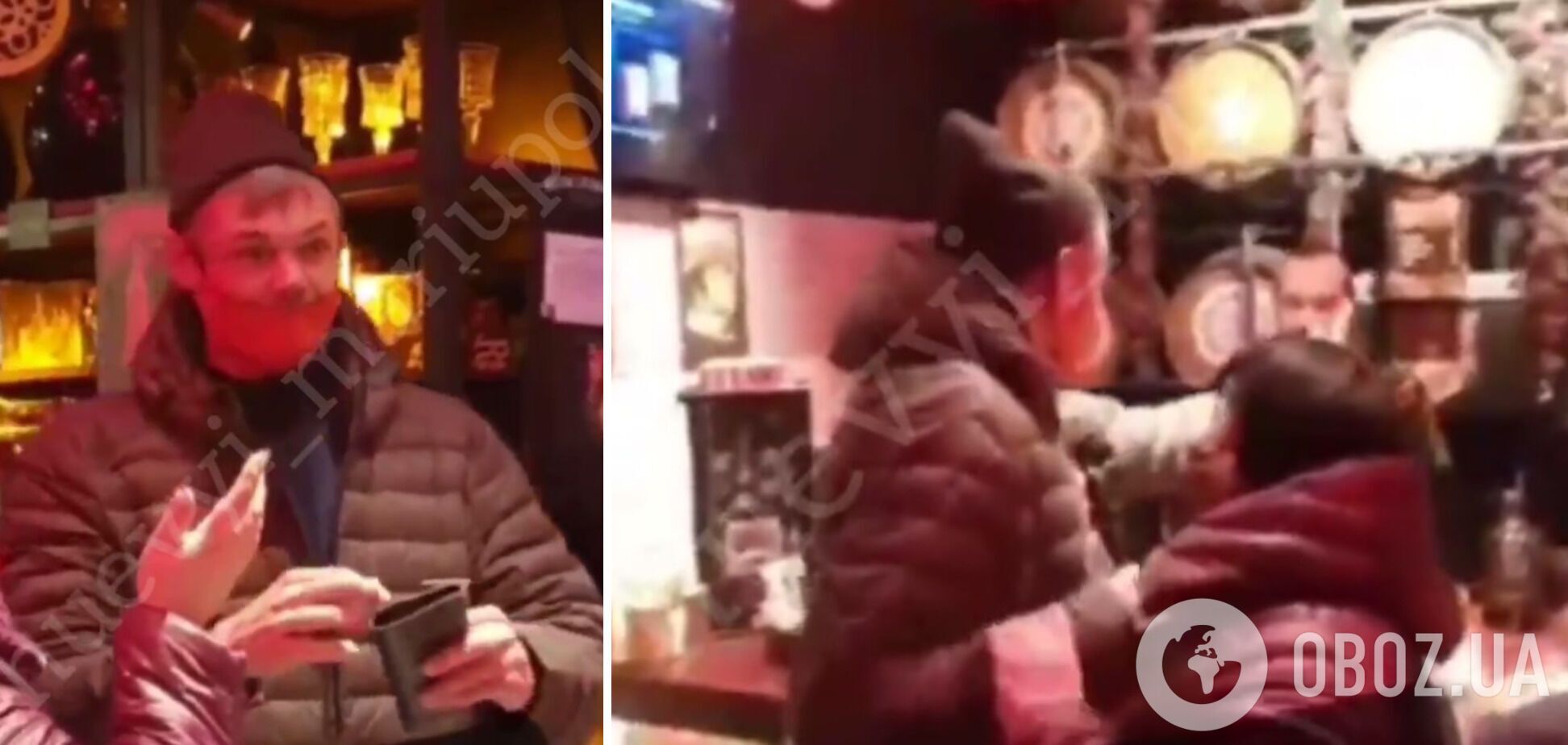 В Мариуполе мужчина устроил скандал в баре: ему якобы не понравилось обращение на украинском. Видео