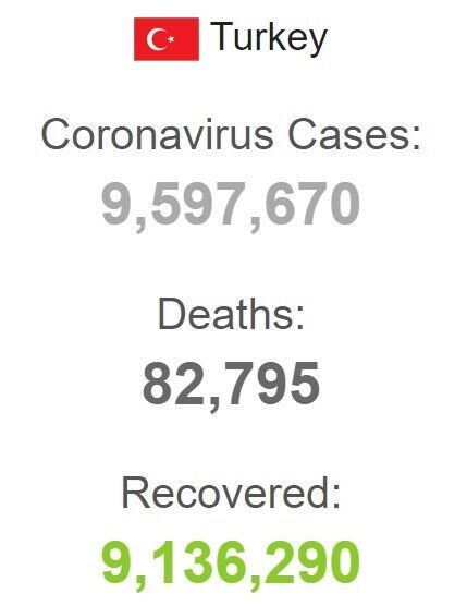 Всього з початку пандемії в країні зареєстрували 9 597 670 випадків коронавірусної хвороби