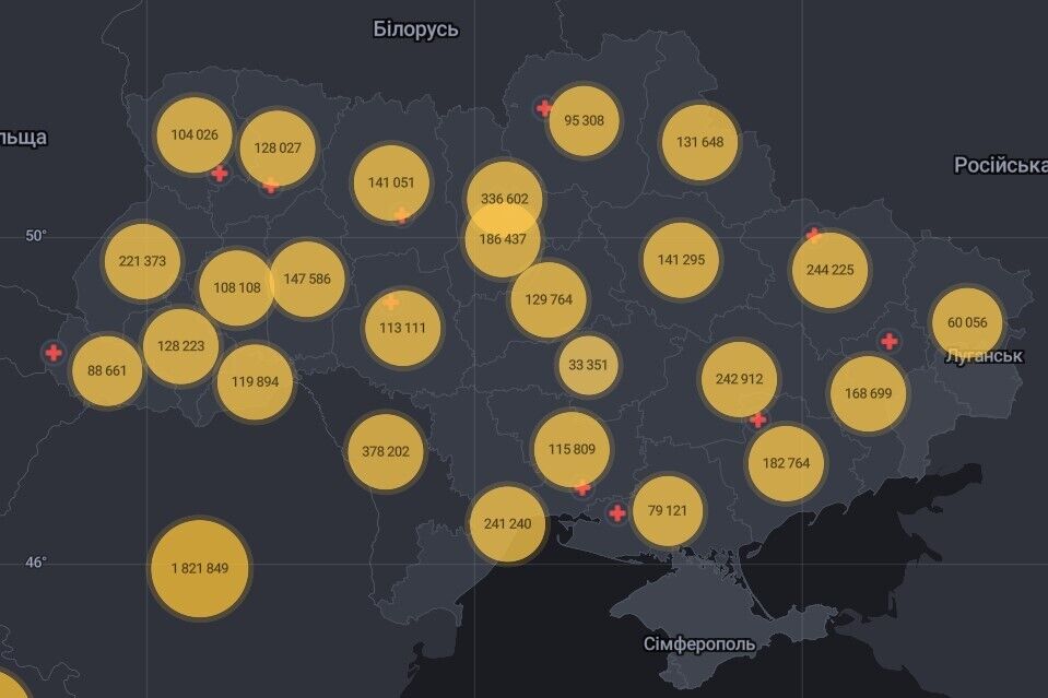 Карта поширення COVID-19 в Україні