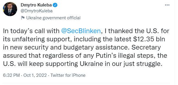 Блинкен пообещал Украине неизменную поддержку США, несмотря на какие-либо преступные шаги Путина