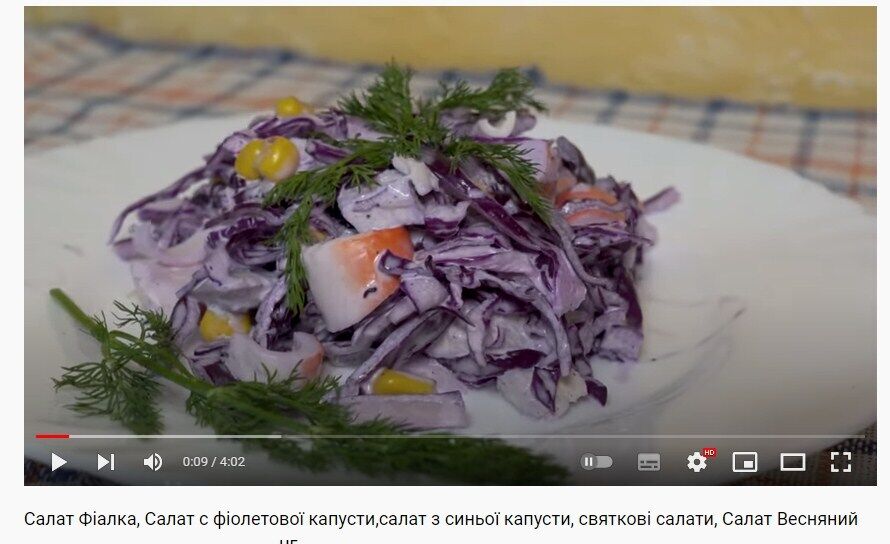 Рецепт салата с фиолетовой капустой ''Фиалка''