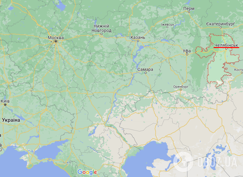 Челябинская область на карте