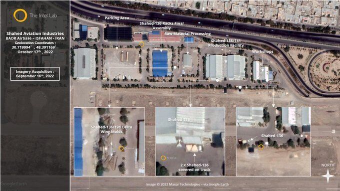 В сети появились спутниковые снимки иранского завода по производству дронов-камикадзе Shahed-136