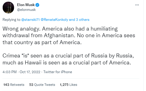 Маск отметился новыми заявлениями о Крыме и ядерном ударе РФ: это как для США потерять Гавайи или Перл-Харбор