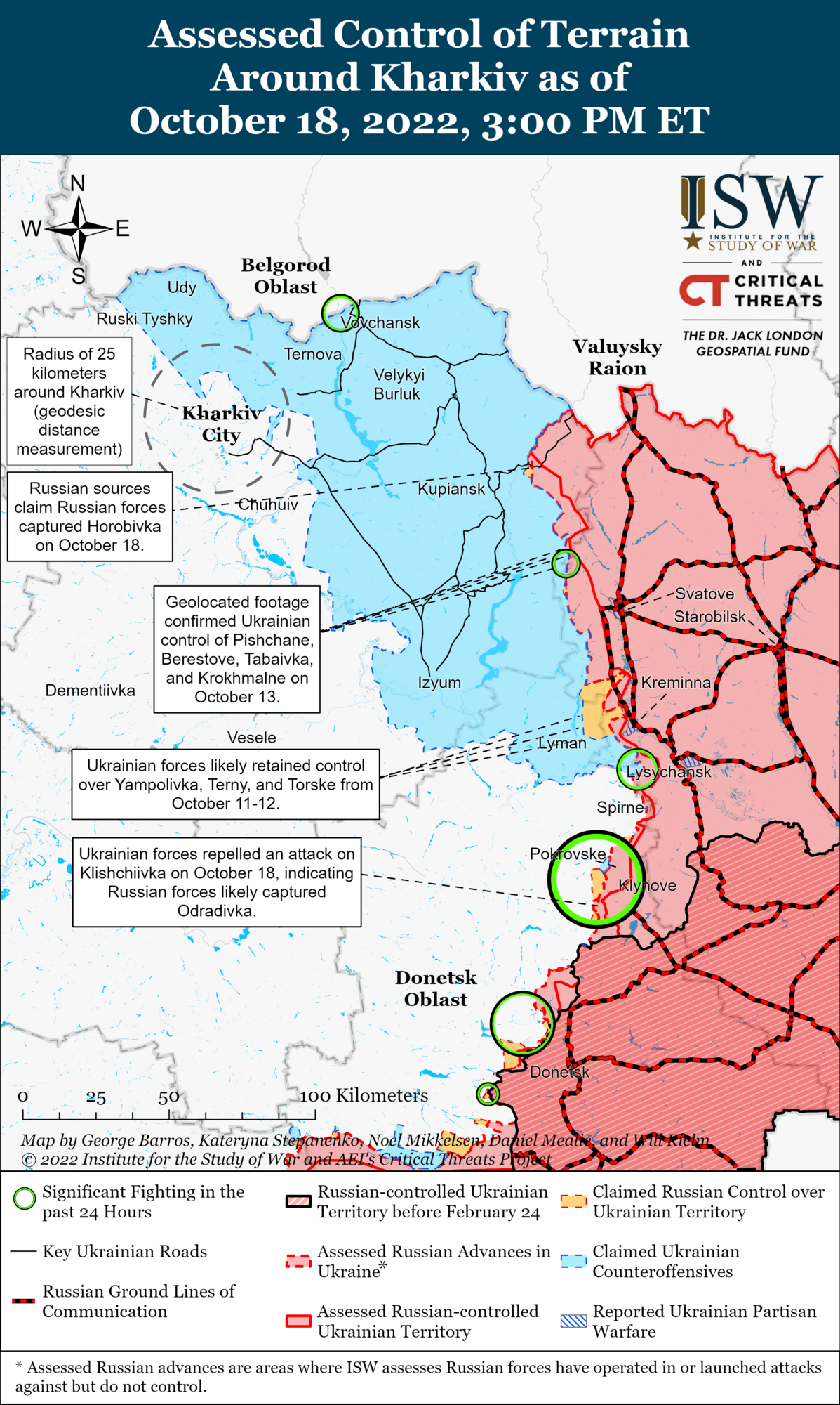 Війська РФ хочуть повернути втрачені позиції на Харківщині, ведуть атаки біля Бахмута й Авдіївки – ISW