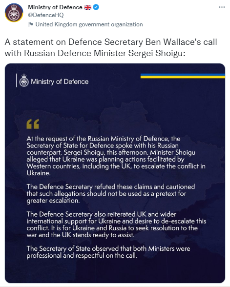 В минобороны Британии рассказали, как Уоллес ответил на ложь Шойгу о "грязной бомбе в Украине"