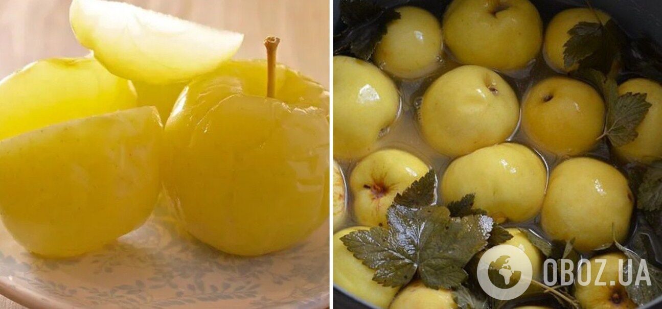 Квашені яблука з медом у банці