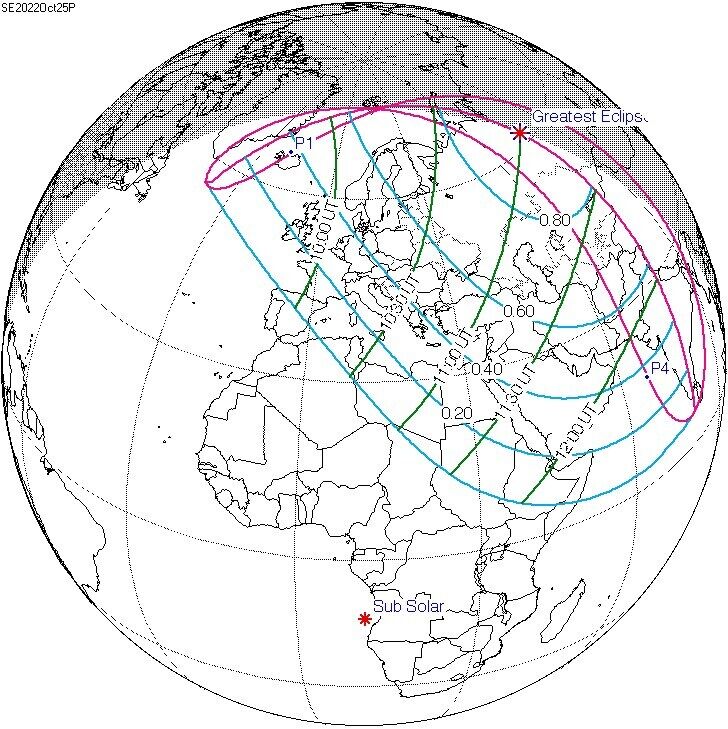 Украинцы смогут наблюдать солнечное затмение 25 октября: когда начнется и где лучше будет видно. Карта