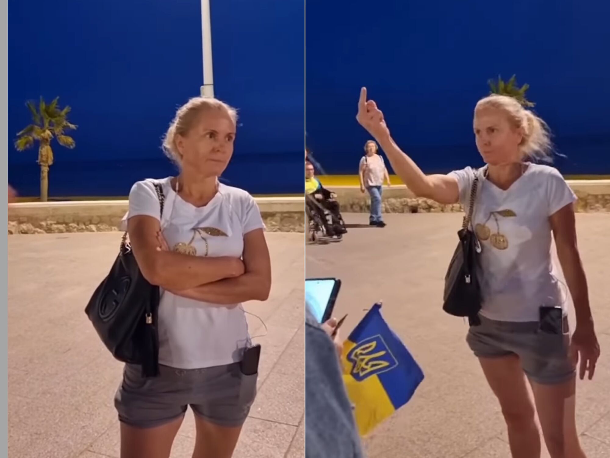 "Мало вам!" Рамина показала, как неадекватная россиянка в Испании пыталась сорвать антивоенный митинг украинцев. Видео