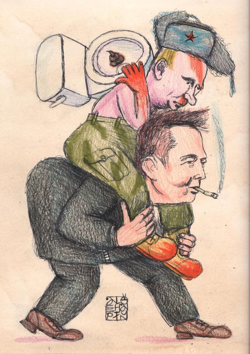 Російський художник відреагував на скандальні твіти Ілона Маска уїдливими карикатурами
