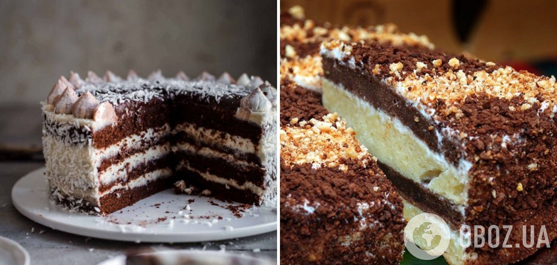 Торт ''Трио'' с шоколадным и ванильным бисквитом и кокосовой начинкой