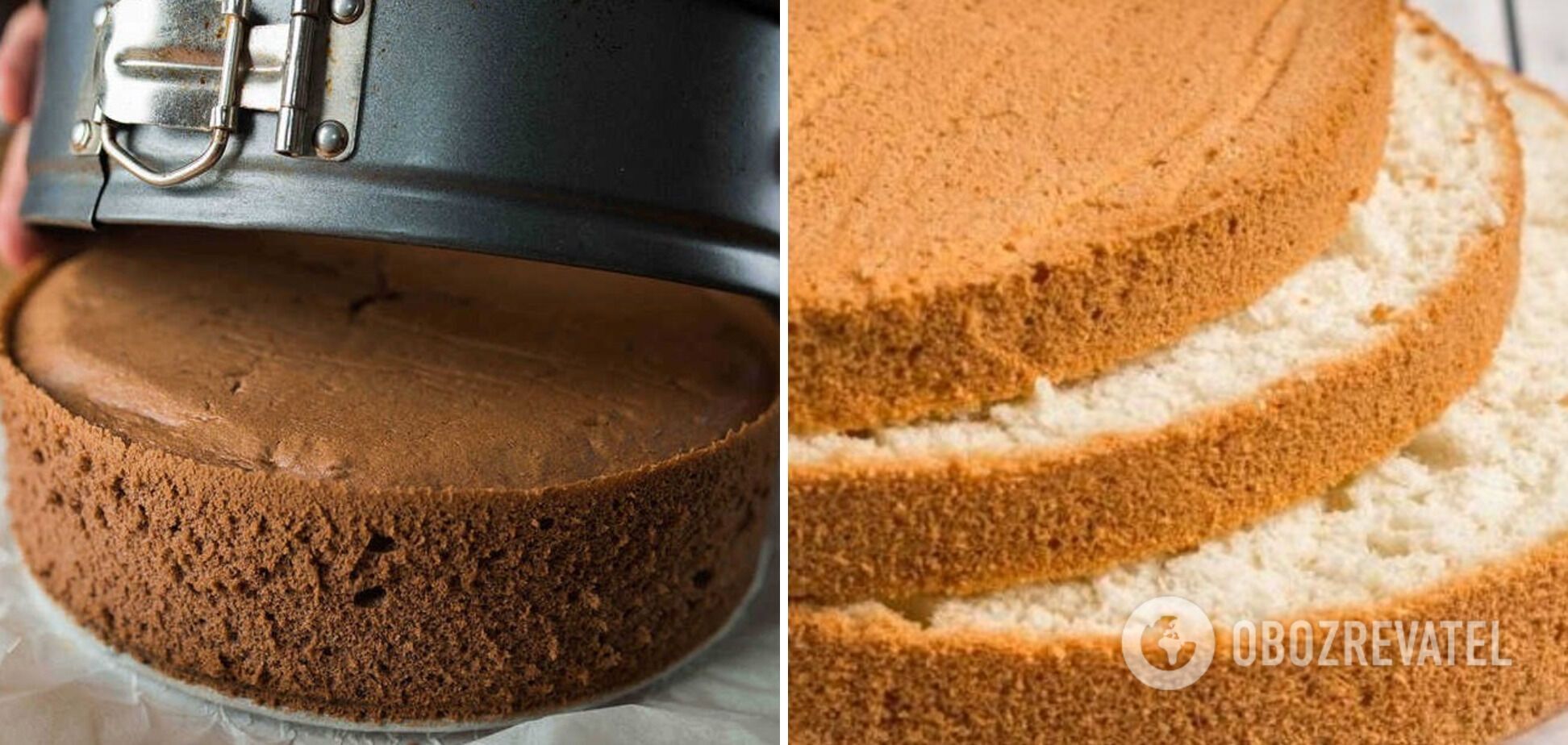 Шоколадный и ванильный бисквит для торта