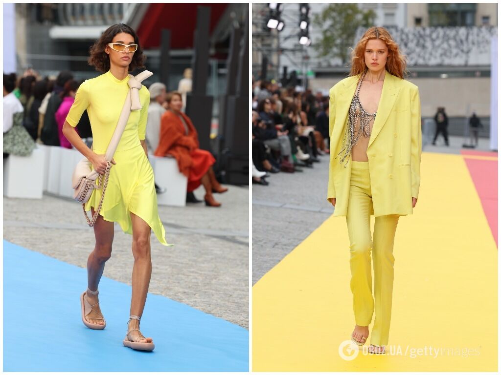 Дочь Пола Маккартни представила на Парижской неделе моды свою новую коллекцию в сине-желтых цветах. Фото