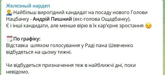 Самым вероятным кандидатом на замену Шевченко называют экс-главу Ощадбанка Андрея Пышного