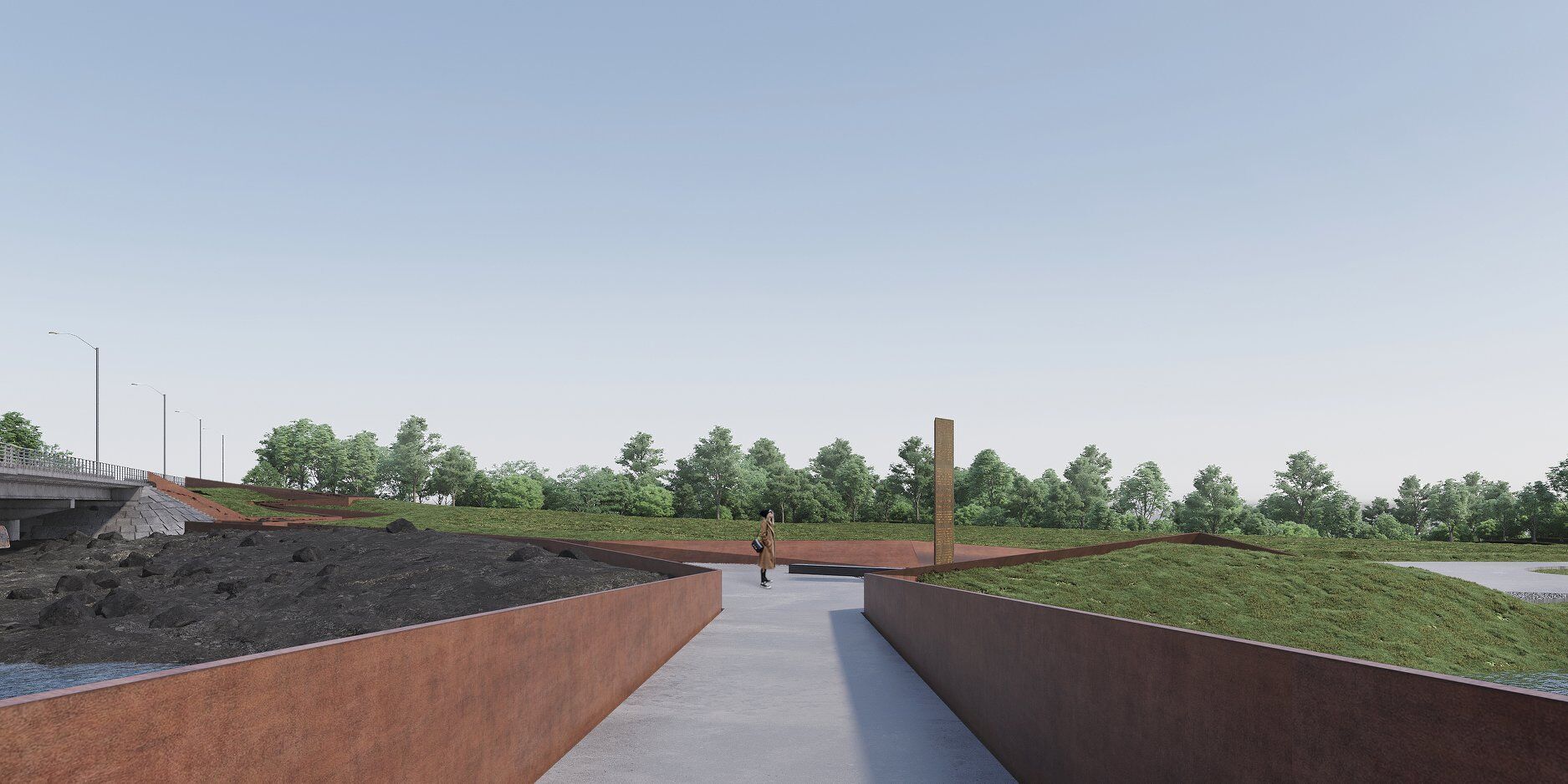 Архітектори представили концепцію меморіального комплексу навколо зруйнованого мосту біля Ірпеня. Фото