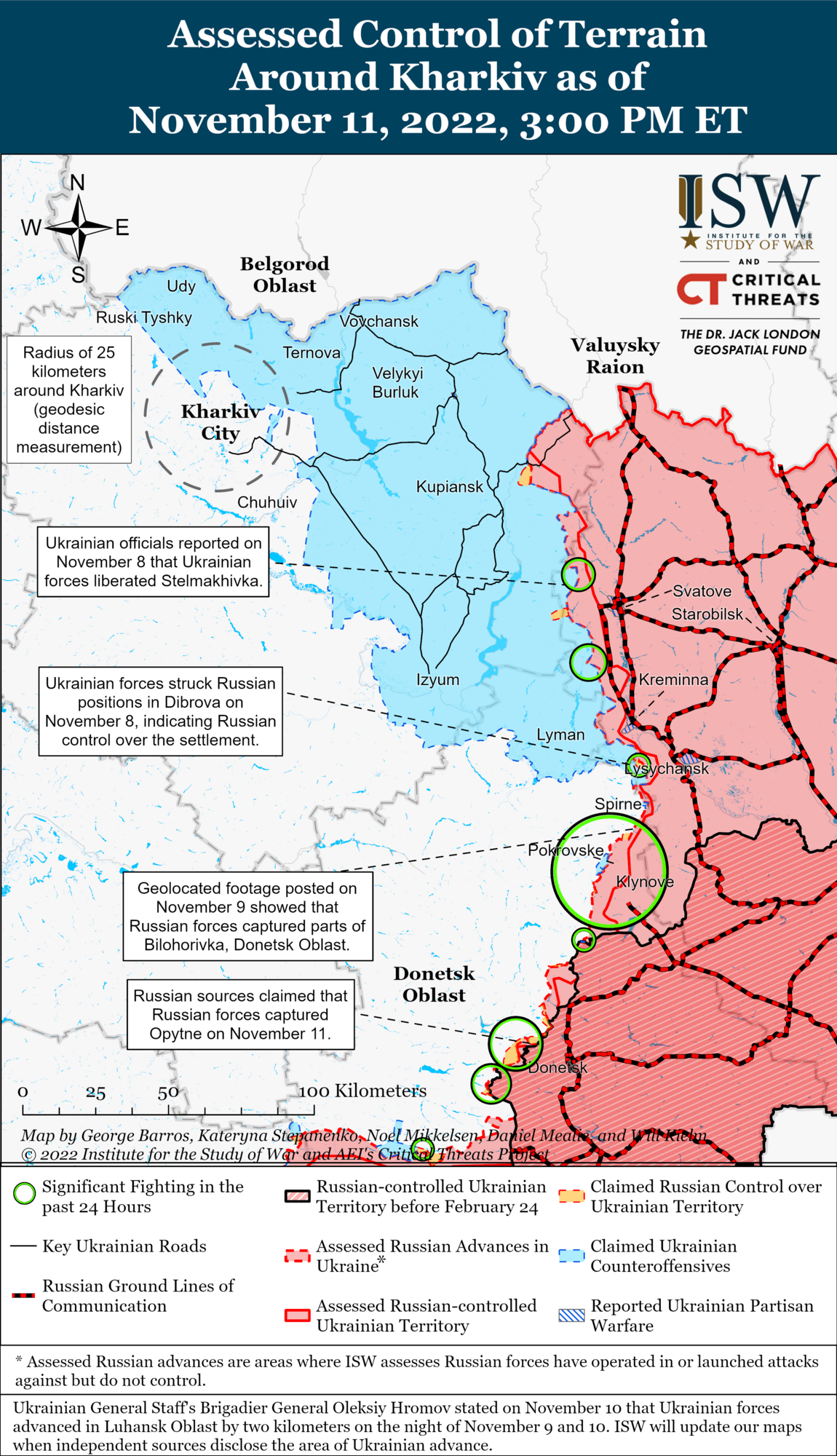 ЗСУ завершують звільнення правого берега Дніпра на Херсонщині та ведуть контрнаступ на Луганщині – ISW