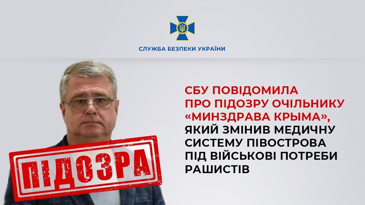СБУ повідомила про підозру окупаційному ''міністру охорони здоров'я'' Криму, який забезпечував загарбників ліками 