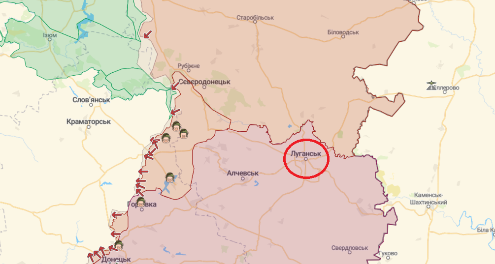 Луганск на карте Украины