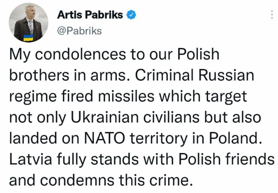 Кожен дюйм території НАТО має бути захищений: країни Балтії висловили підтримку Польщі після удару російських ракет