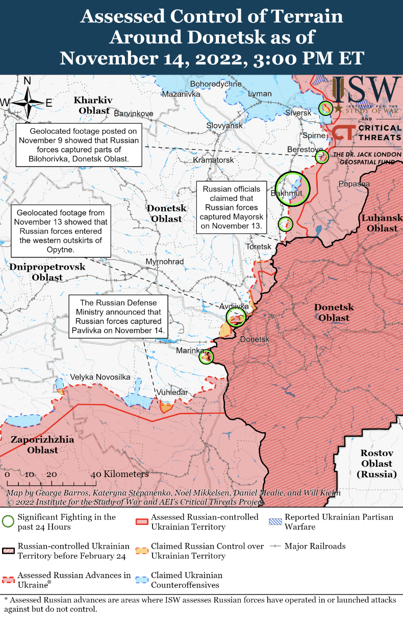 Війська РФ активізували наступальні дії на Донеччині, ЗСУ ведуть контрнаступ на лінії Сватове – Кремінна – ISW