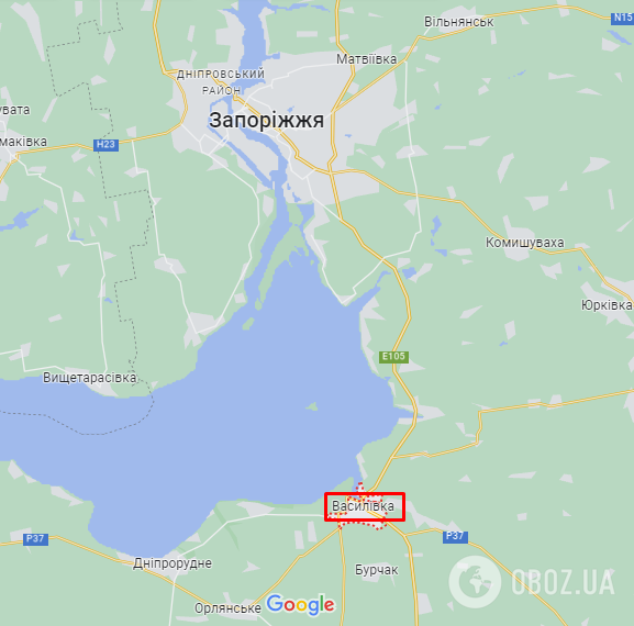 Васильевка Запорожской области на карте