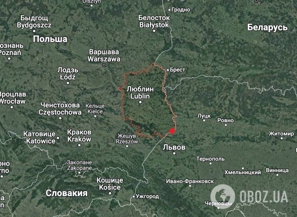 Село Пшеводув на карте