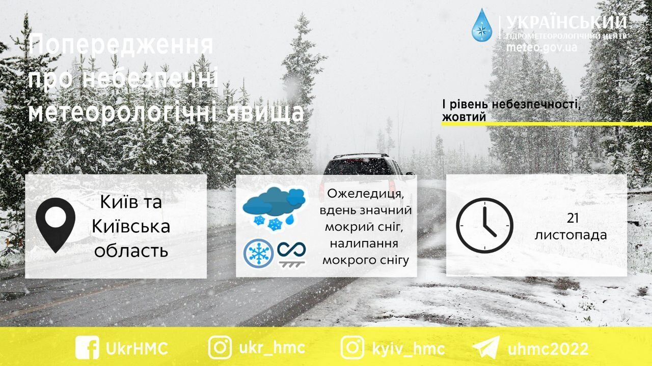 Мокрый снег и туман: прогноз погоды в Киеве и области на 21 ноября