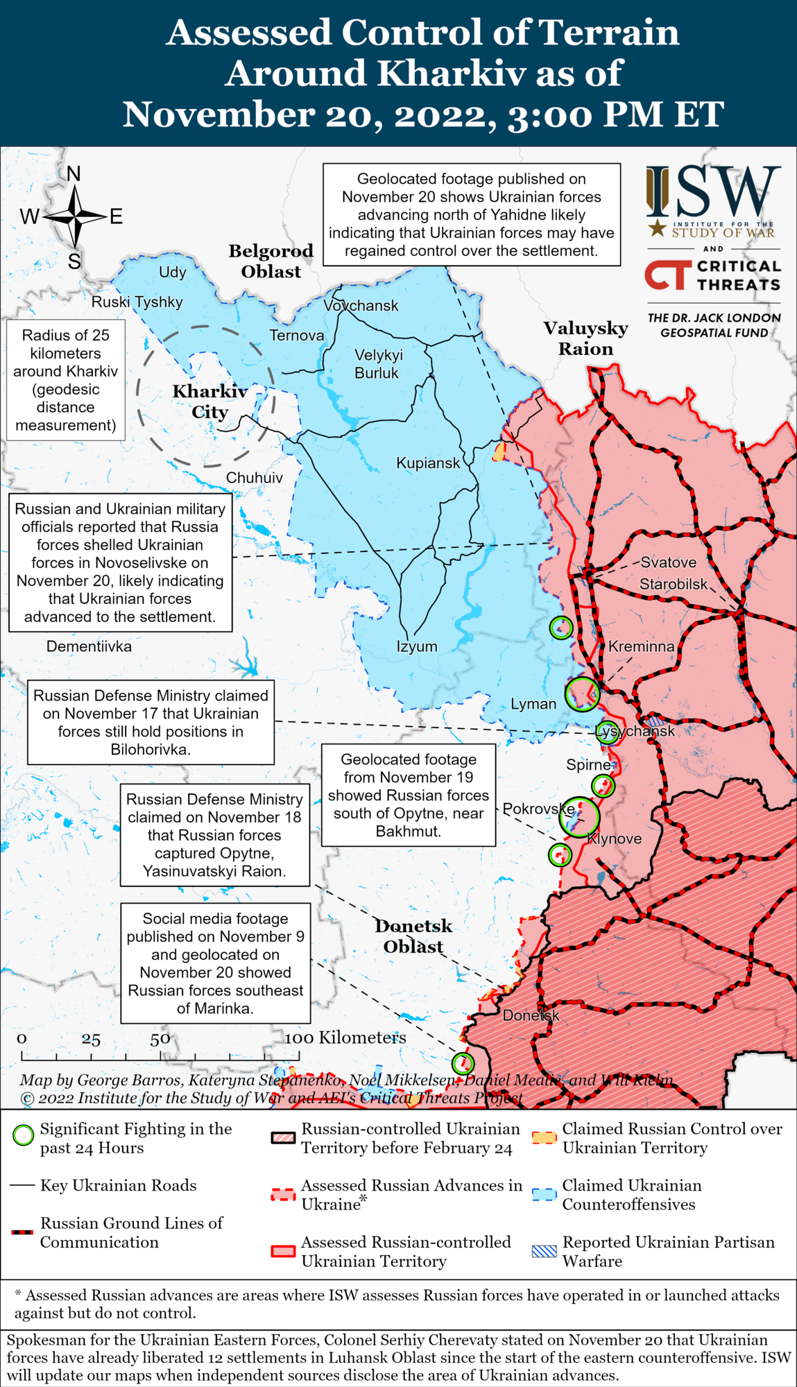 В Луганской области идут бои на линии Сватово – Кременная, но на их течение начала влиять погода – ISW