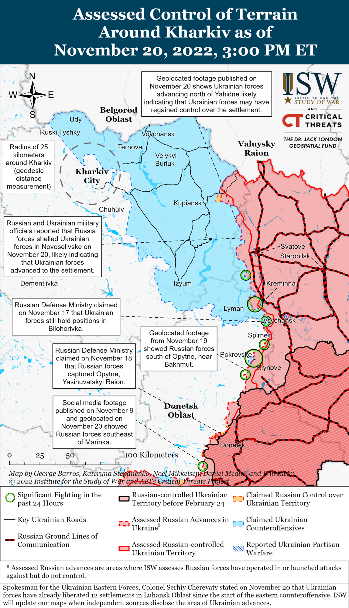 На Луганщині йдуть бої на лінії Сватове – Кремінна, але на їхній перебіг почала впливати погода – ISW