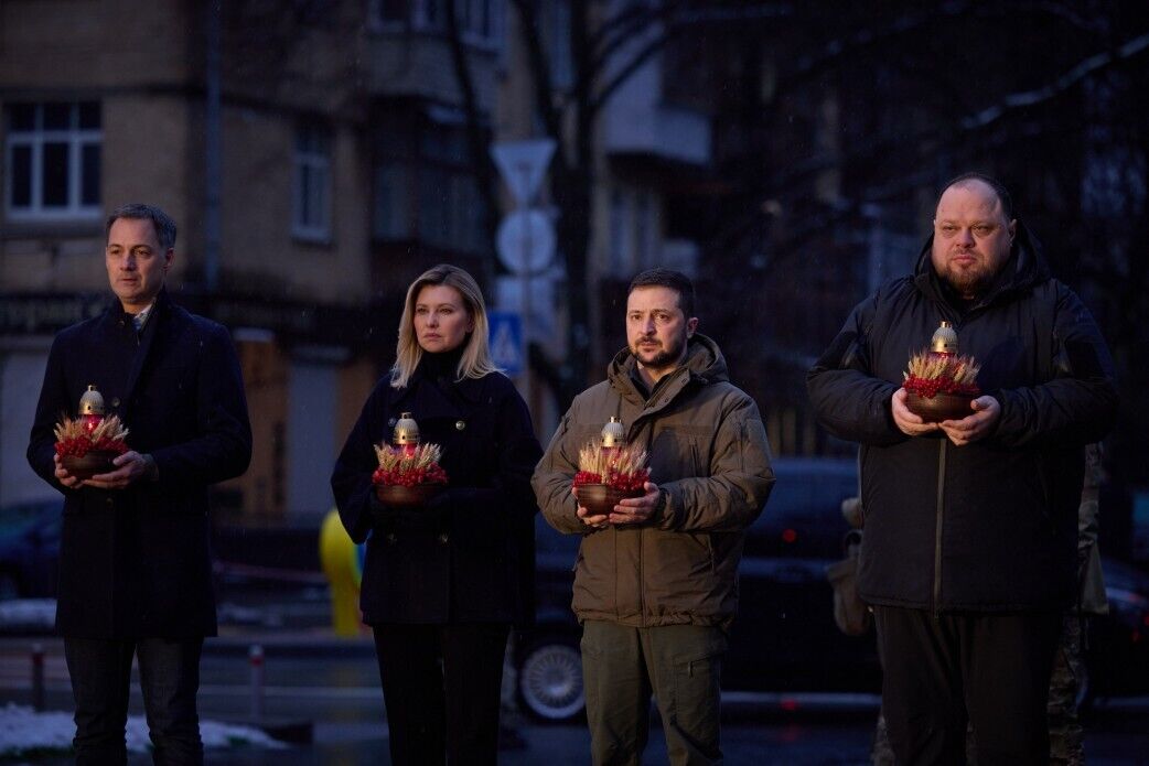 Зеленський із прем’єрами Литви та Бельгії в Києві вшанували пам’ять жертв голодоморів в Україні. Відео