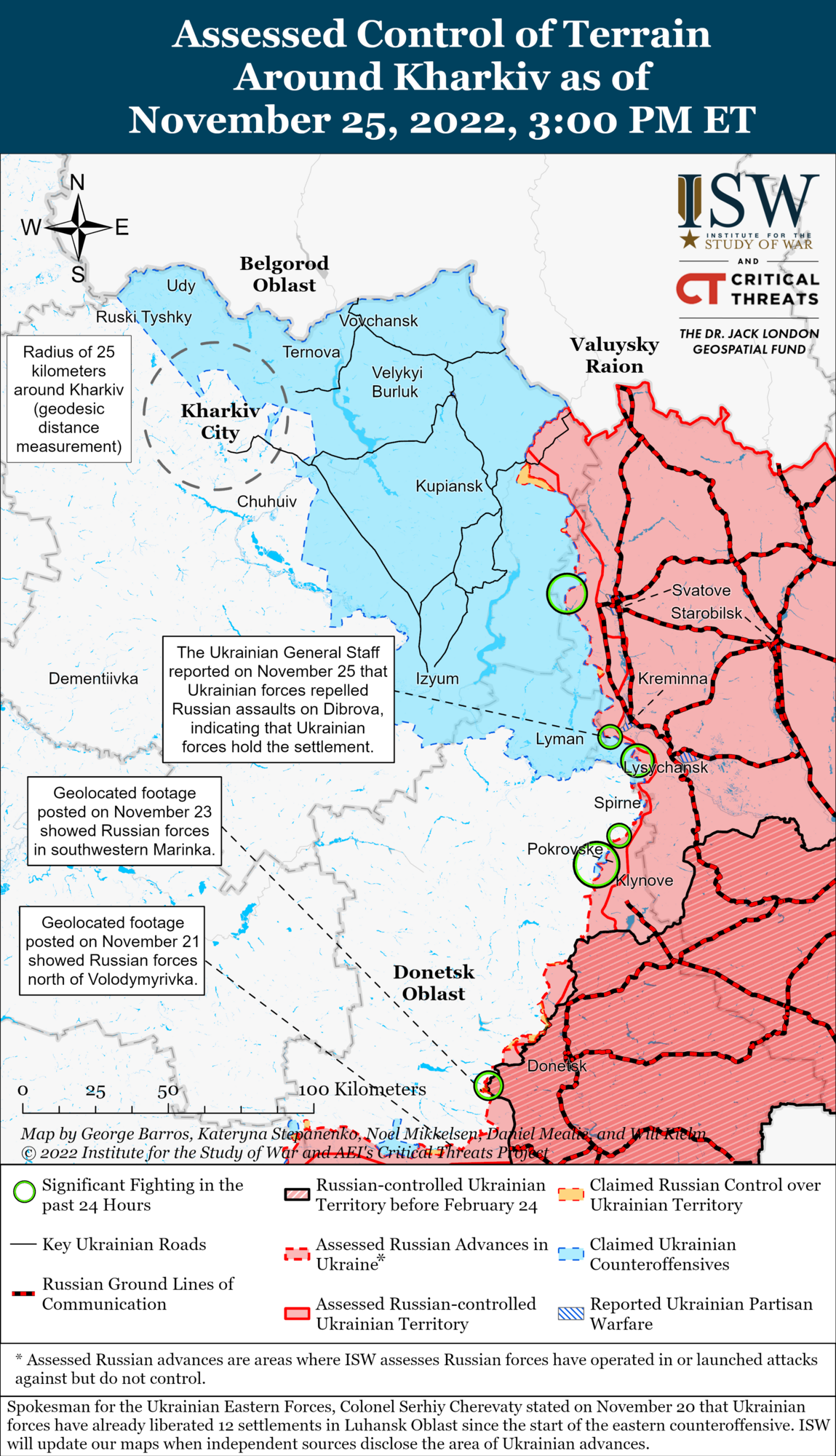 Війська РФ здійснюють контратаки поблизу Сватового, а ЗСУ атакують ворога біля Кремінної: аналіз бойових дій від ISW