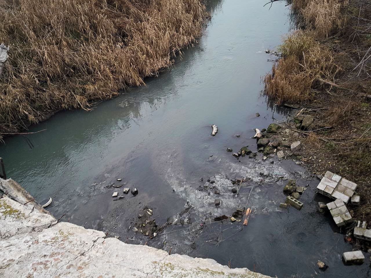 В оккупированном Мариуполе из-за действий захватчиков река превращается в болото, стоит вонь. Фото