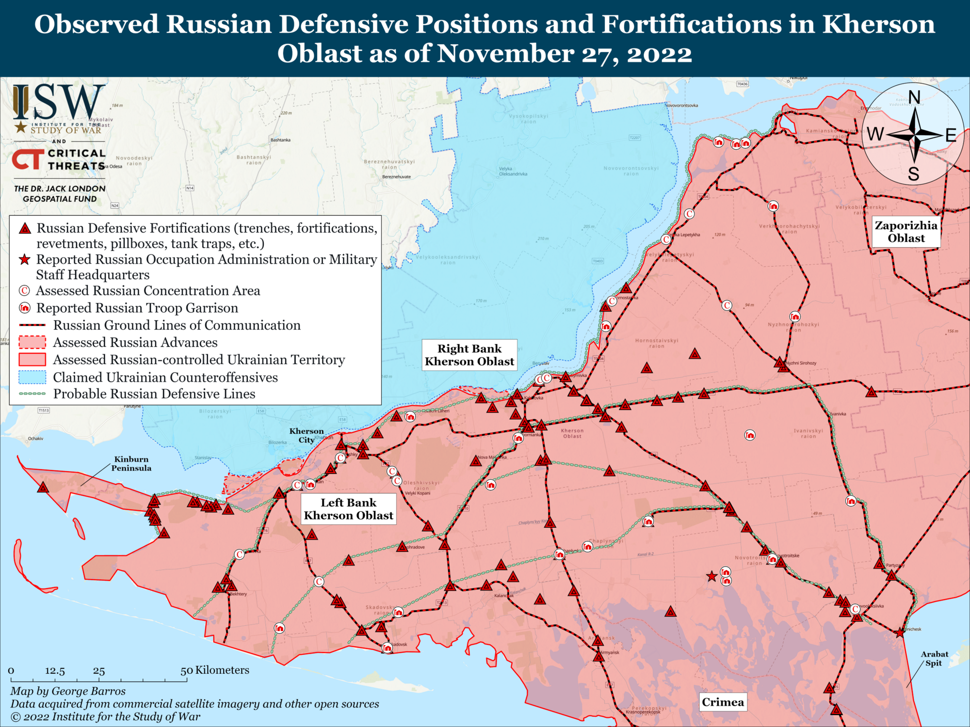 Войска РФ опасаются, что ВСУ могут форсировать Днепр, и усиленно готовятся к обороне: в ISW раскрыли детали. Карта