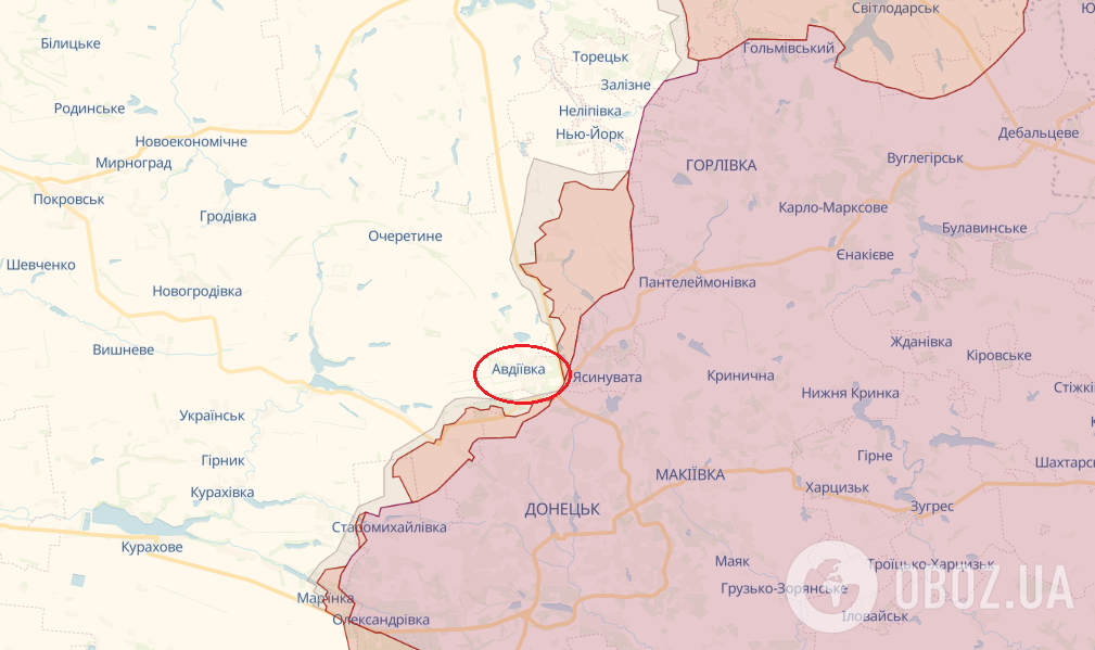 Авдеевка на карте Украины