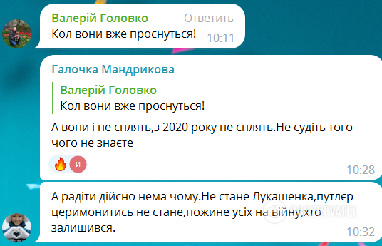 Реакція користувачів Telegram