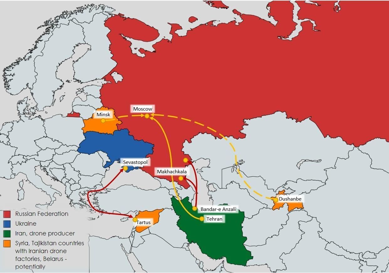Иран снабжает Россию дронами морским и воздушным путями, собирать их могут и в Беларуси: всплыли подробности